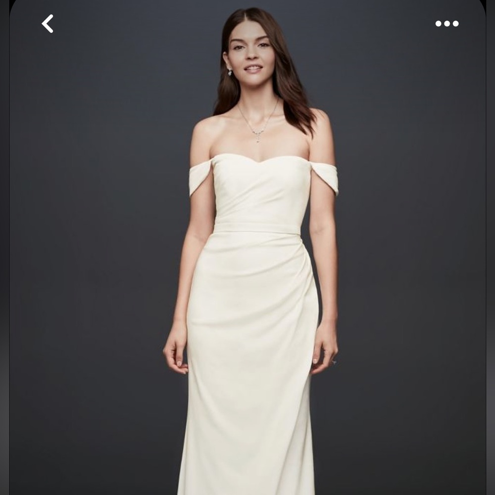 Crepe, sheath wedding gown